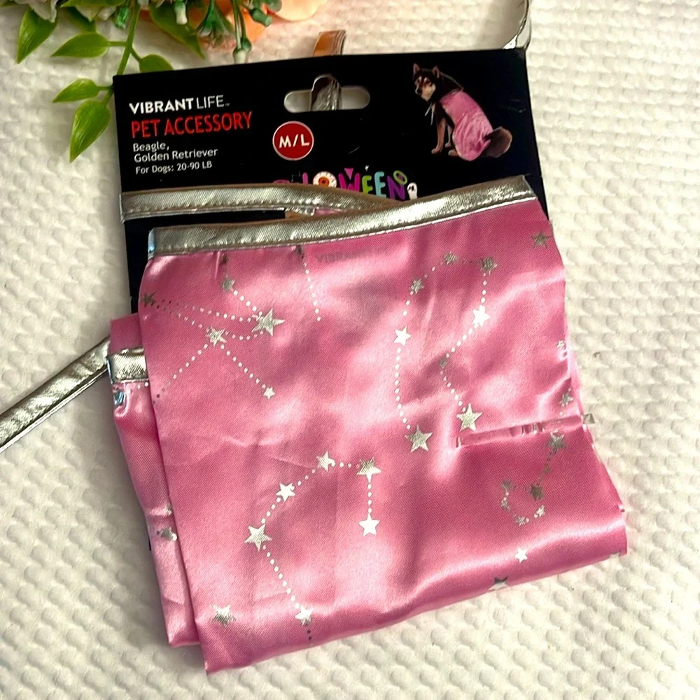 Vibrant Life Pink Pet Accessory with Silver Stars